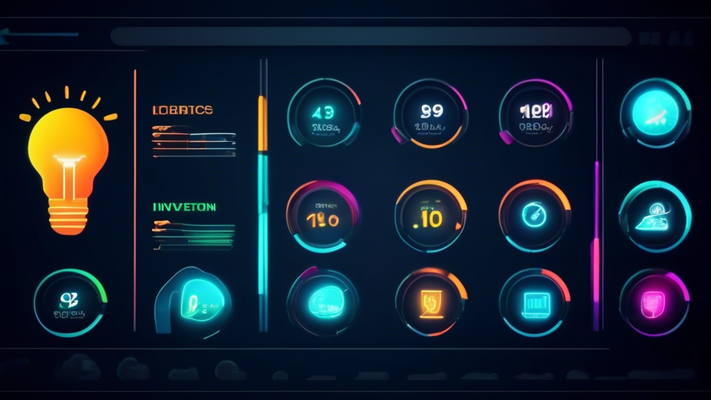 An animated digital dashboard showcasing rising conversion rate metrics with simple optimization strategy icons and a lightbulb symbolizing innovation, set against a modern, sleek background.