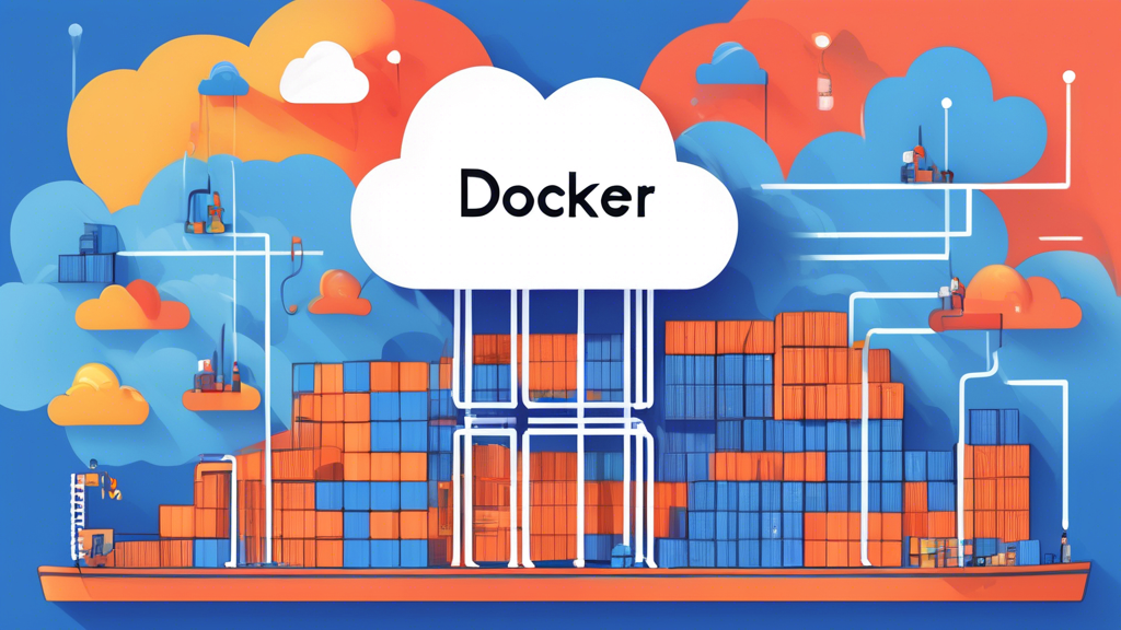 An illustrated step-by-step guide showing the process of deploying Docker containers on Google Cloud, highlighting key moments like creating a Dockerfile, pushing the container to Google Container Registry, and configuring the Google Cloud environment.