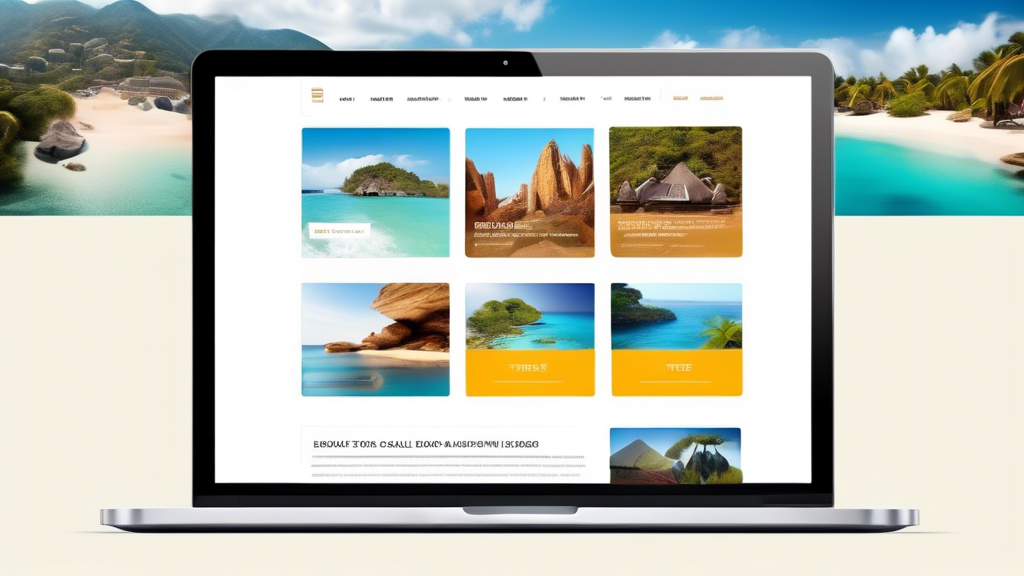 Create an image of a website homepage for a travel and tourism company that showcases stunning destinations, user-friendly navigation, and a sleek, modern design. Include elements like a search bar, h