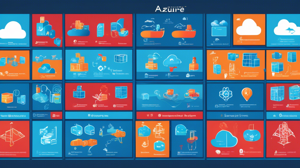 An illustrated digital poster showing a colorful step-by-step workflow of deploying Docker containers on Microsoft Azure, with symbolic icons for cloud computing, Docker, and Azure.